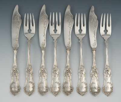 Appraisal: Four German Silver Knives and Four Fish Forks in Rococo