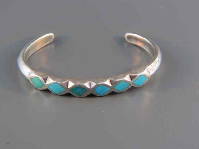 Appraisal: Navajo Indian Turquoise Sterling Bracelet cuff style six diamond shape