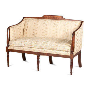 Appraisal: A Federal Inlaid Mahogany Settee New England Circa with two