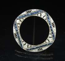 Appraisal: Art Deco Diamond and Sapphire Brooch Beautiful ring-form Deco brooch