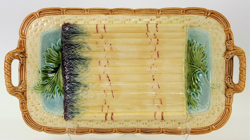 Appraisal: FRENCH MAJOLICA ASPARAGUS SERVING TRAY France Early th CenturyBundle of