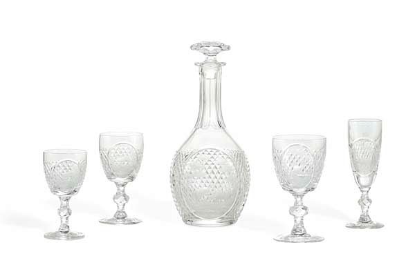 Appraisal: A suite of Bohemian clear glass tableware A suite of