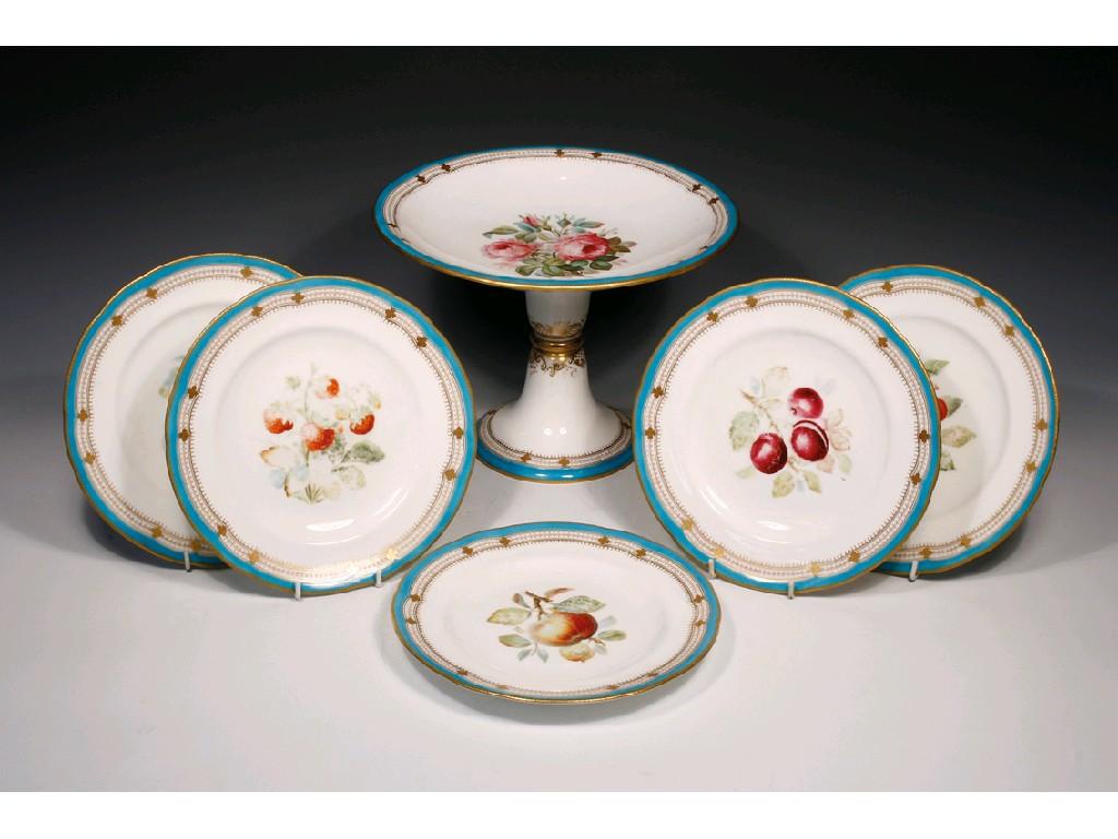 Appraisal: A SET OF FIVE TH CENTURY MINTON TYPE BOTANICAL DESSERT