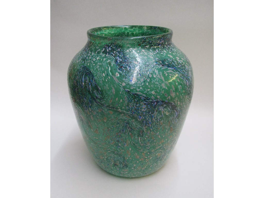 Appraisal: A Monart glass 'Paisley' design baluster vase in green blue