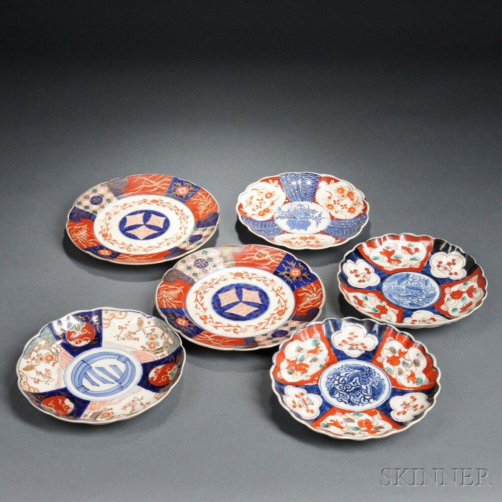 Appraisal: Six Imari Lobed Dishes Japan th century two decorated with