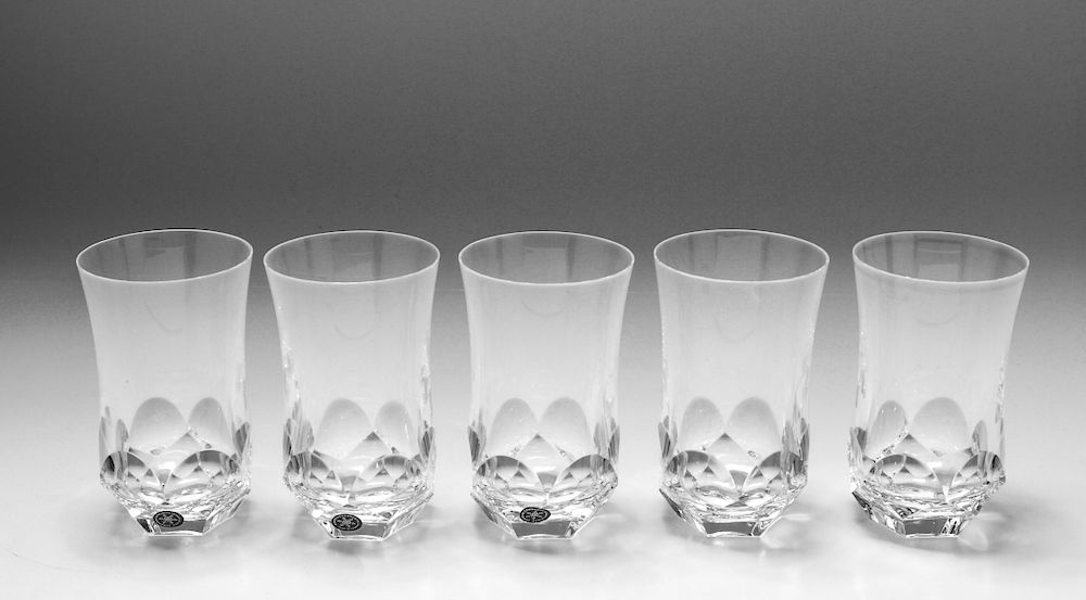 Appraisal: Steuben Cut Glass Cups Tumblers Set of Steuben cut glass