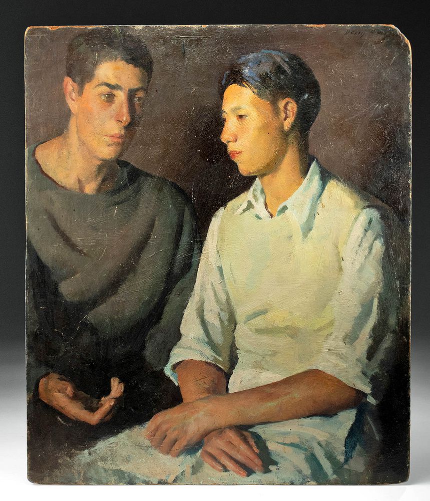 Appraisal: Henry Hensche Painting - Double Portrait s Henry Hensche German