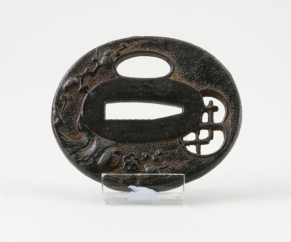 Appraisal: JAPANESE IRON NAGA MARU GATA TSUBA MEIJI PERIOD LENGTH JAPANESE