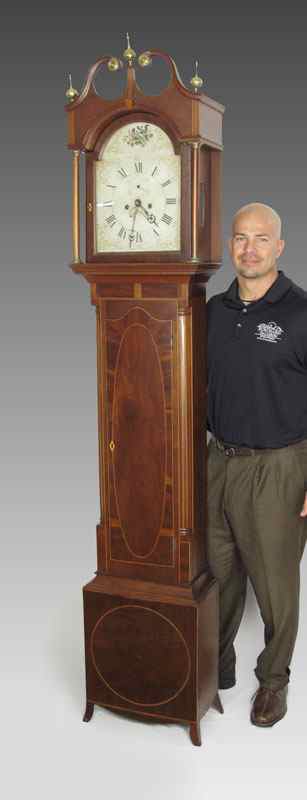 Appraisal: INLAID TH CENTURY MAHOGANY LONGCASE CLOCK Mahogany case with satinwood