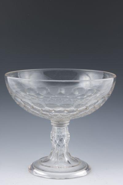 Appraisal: Glass Compote Probably New England ca honeycomb pattern to bowl