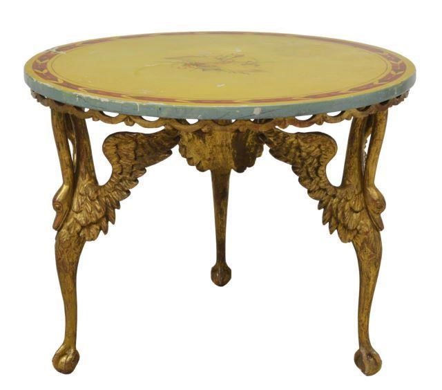 Appraisal: French Empire style low table th c circular tabletop painted