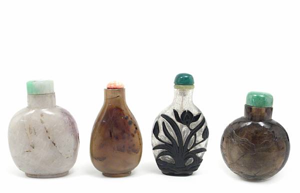 Appraisal: A group of four Chinese snuff bottles comprising one agate