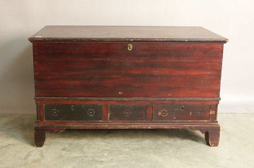 Appraisal: Pennsylvania stained pine blanket chest ca h w