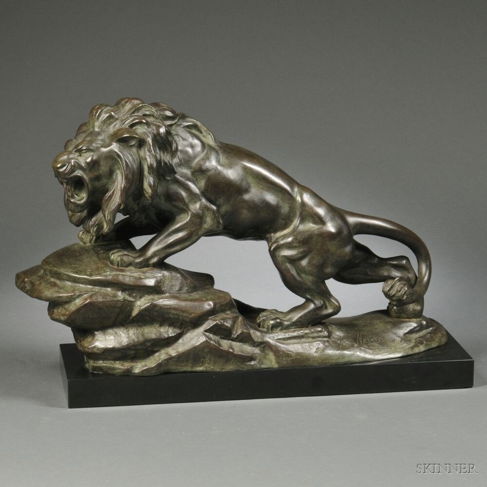 Appraisal: Bronze Model of a Lion th century signed Nerin modeled