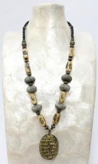 Appraisal: Islamic Misbaha Necklace Strung with Hebrew Plaque Faux ivory and