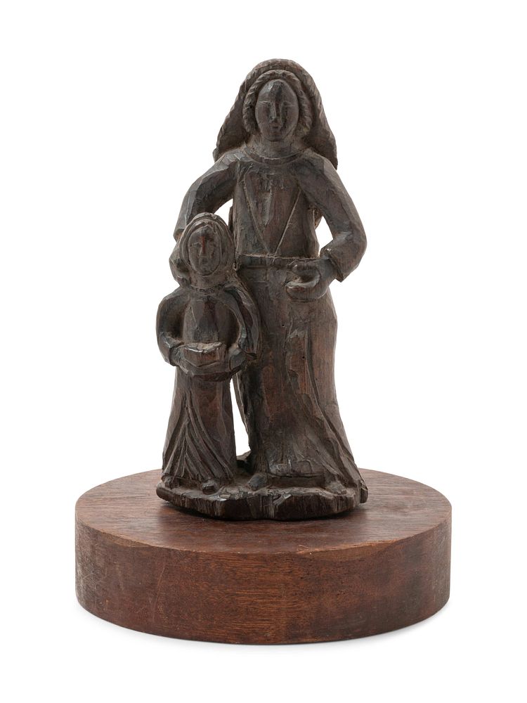 Appraisal: A French or Spanish Carved Wood Figural Group Depicting Saint