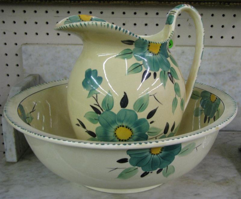 Appraisal: Crown Devon Decorated Pitcher and Bowl with hand painted floral