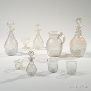 Appraisal: Nine Colorless Glass Mold-blown Table Items America early th century