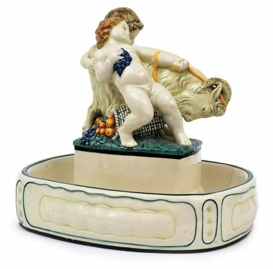 Appraisal: A German porcelain figural basin th century The ovoid body