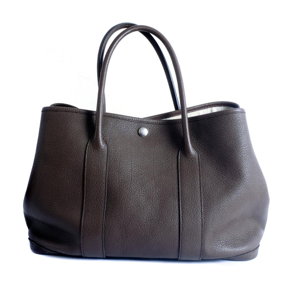 Appraisal: HERMES CHOCOLATE NEGONDA LEATHER GARDEN PARTY BThe Garden Party tote