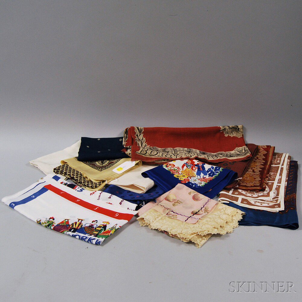 Appraisal: Thirteen Printed Silk Cotton and Synthetic Scarves and Handkerchiefs America