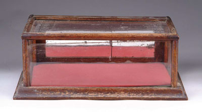 Appraisal: OAK STORE DISPLAY CASE Diminutive display case with hinged rear