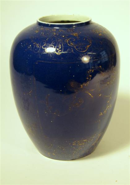 Appraisal: Chinese blue glazed gilt decorated porcelain jar th th century