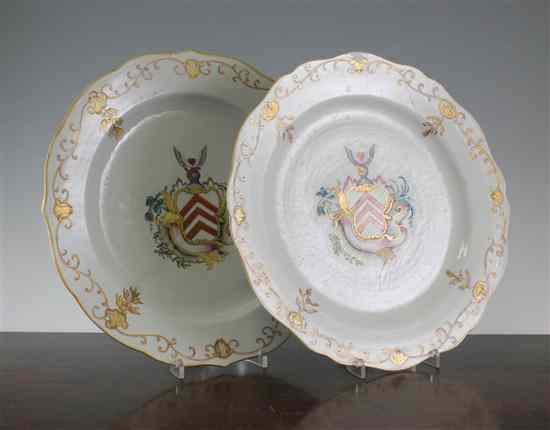 Appraisal: A pair of Chinese export armorial dishes c painted with