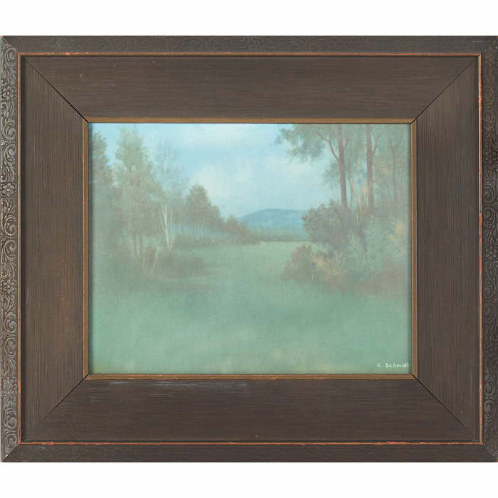 Appraisal: Nice Rookwood plaque Vellum glaze titled The Green Meadow beautifully