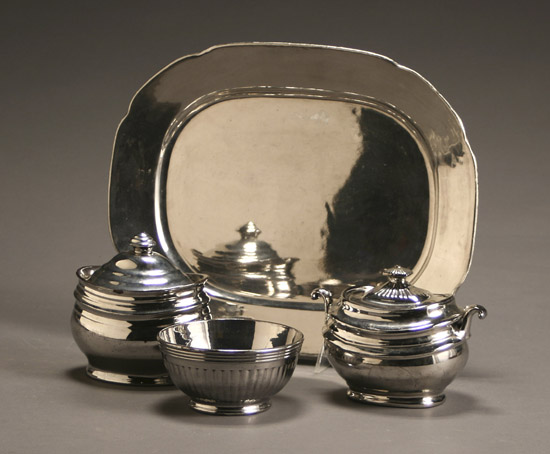 Appraisal: Group of Three English Silver Lustre Tea Wares and a