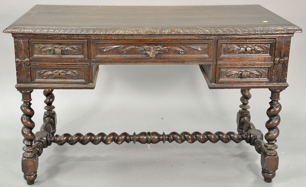 Appraisal: Oak desk ht in top x Provenance From an estate