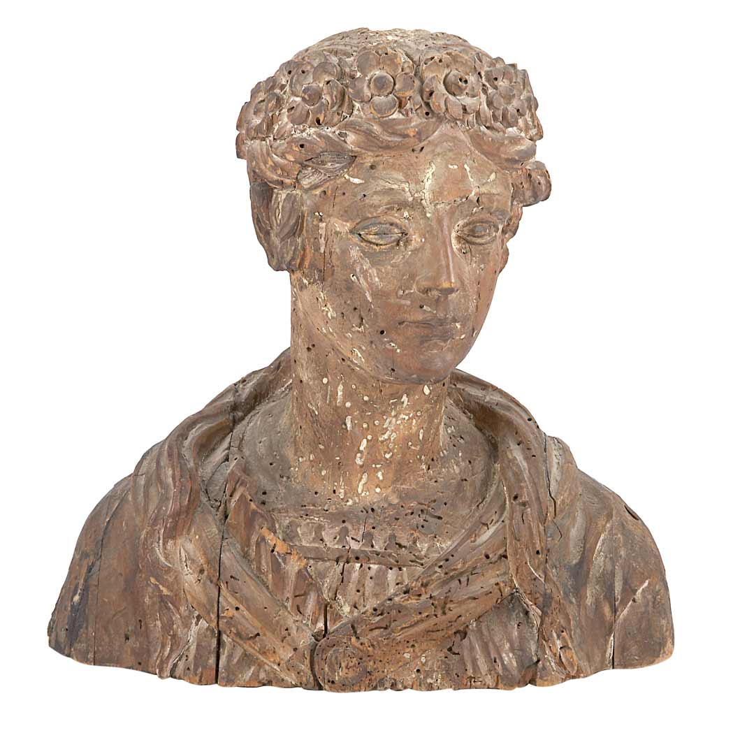 Appraisal: Italian Neoclassical Walnut Bust of Flora th th Century Height