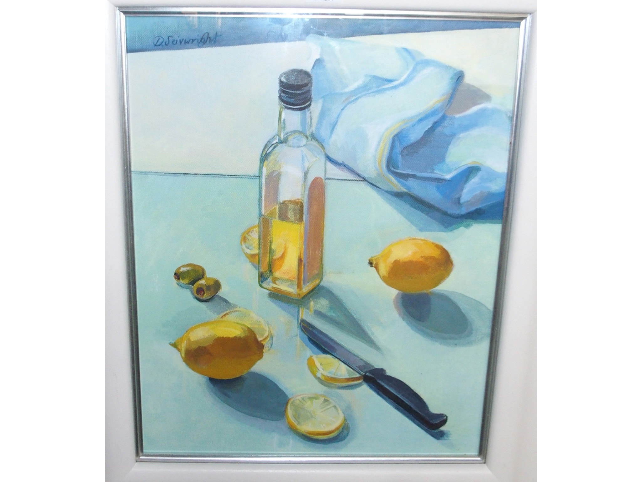 Appraisal: DIANE SEIVWRIGHT Olives and Lemons signed oil on acrylic