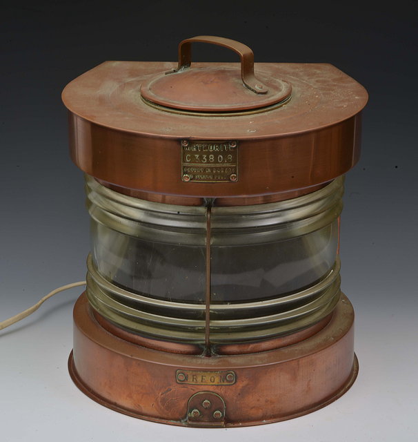 Appraisal: A COPPER HORSESHOE-SHAPED SHIP'S LANTERN by Metcorite from S S