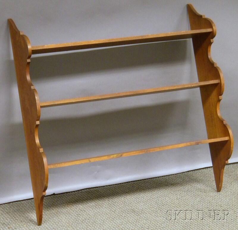 Appraisal: Wood Three-tier Wall Shelf possibly sassafras lg wd dp in