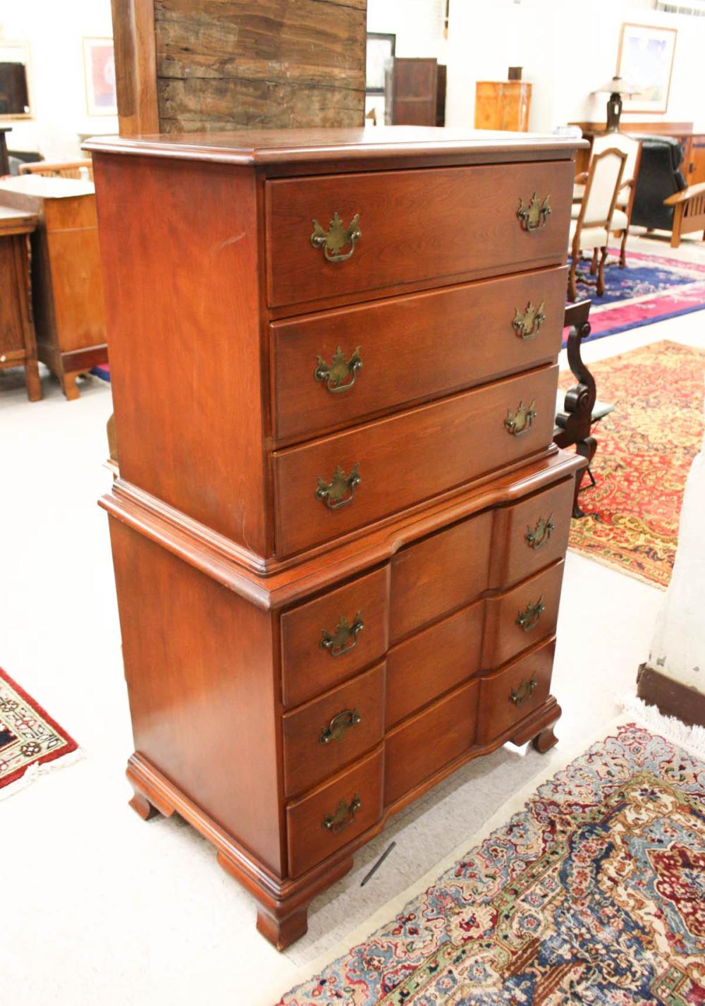 Appraisal: MID-CENTURY MODERN BLOCKFRONT SECRETARY CHEST ON CHEST Heywood-Wakefield Co Los