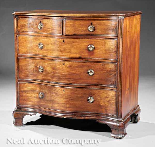 Appraisal: A George III Mahogany Serpentine Chest of Drawers c two