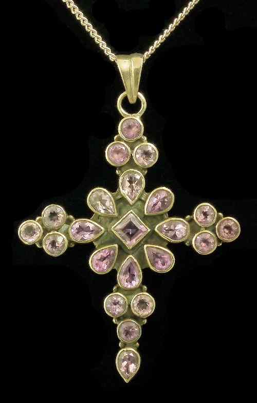 Appraisal: A modern ct gold all garnet set cross pattern pendant