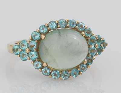 Appraisal: A Ladies' Green Moonstone Ring k yellow gold ring set