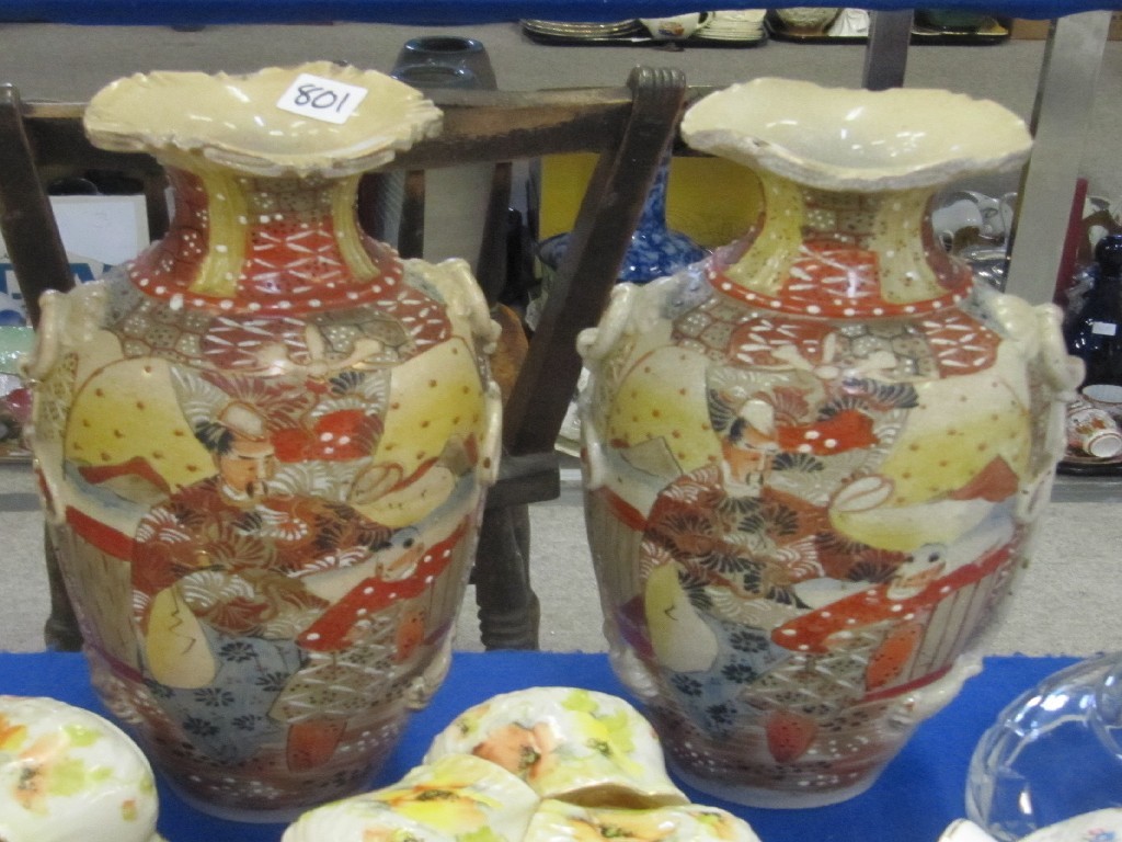 Appraisal: Pair of Japanese Satsuma vases