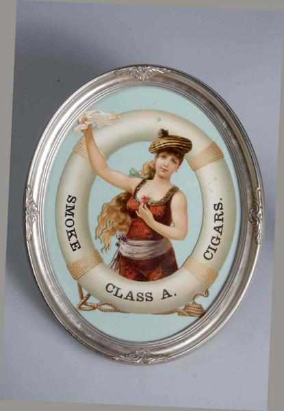 Appraisal: Framed Die-Cut Class A Cigar Advertising Sign Description Circa s