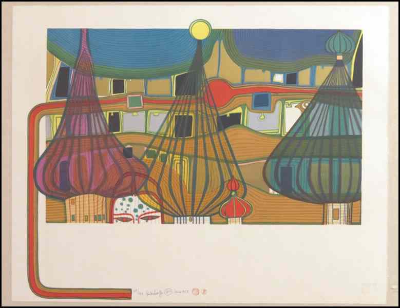 Appraisal: FRIEDENSREICH HUNDERTWASSER AUSTRIAN - L'EXPULSION Color lithograph signed numbered and