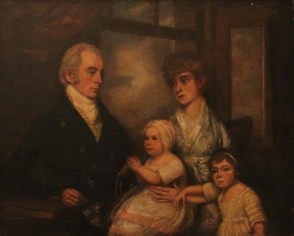 Appraisal: ATTRIBUTED TO THOMAS BEACH BRITISH - FAMILY PORTRAIT Oil on