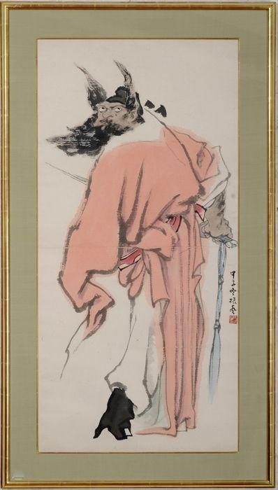 Appraisal: Japanese School Portrait of a Warrior Ink and wash on