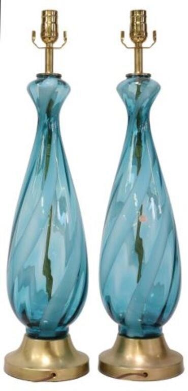 Appraisal: pair Italian mid-century modern art glass table lamps attributed to