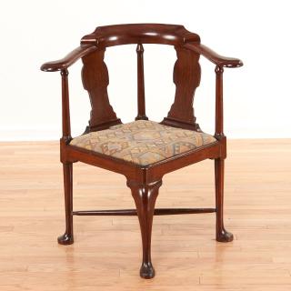 Appraisal: Antique English mahogany corner chair Antique English mahogany corner chair