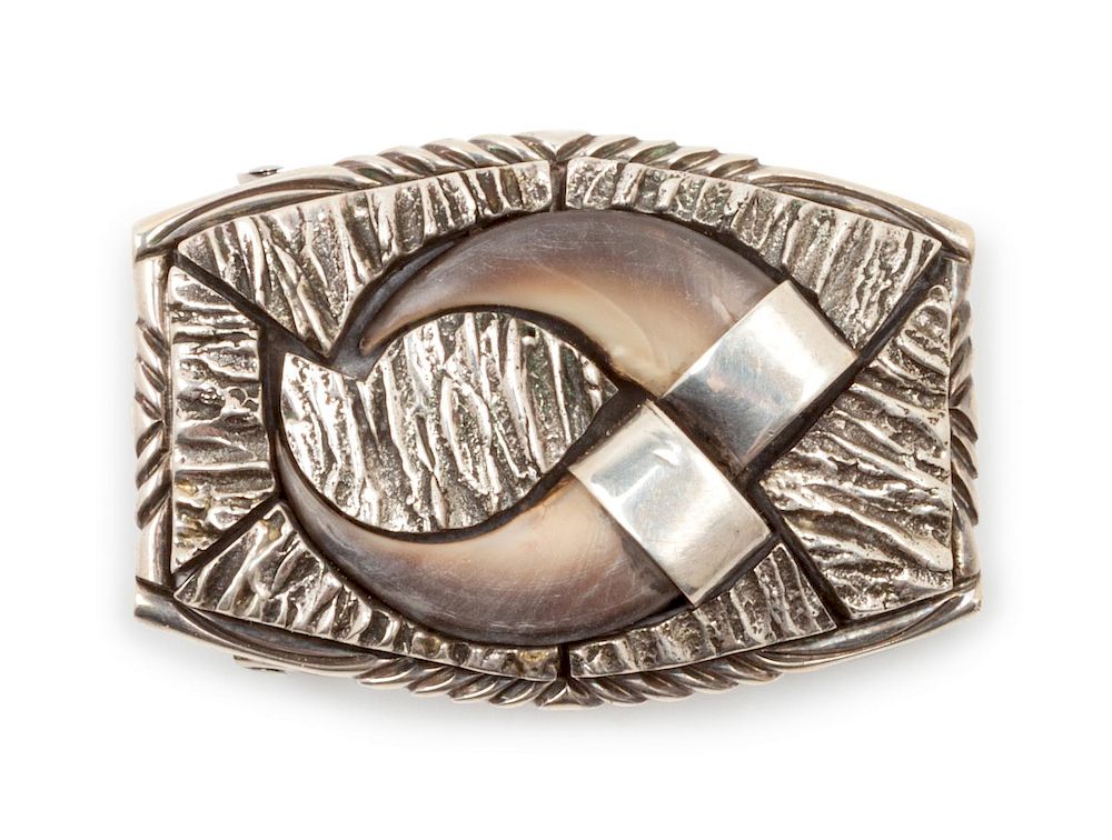 Appraisal: E Piaso Sterling Silver Belt Buckle with Bear Claws Sterling