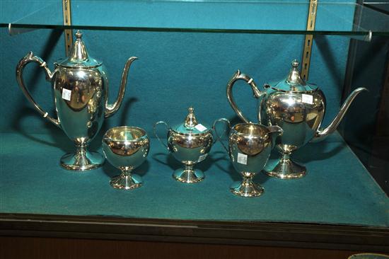 Appraisal: FIVE PIECE STERLING COFFEE TEA SERVICE Marked ''Sterling'' Includes coffee