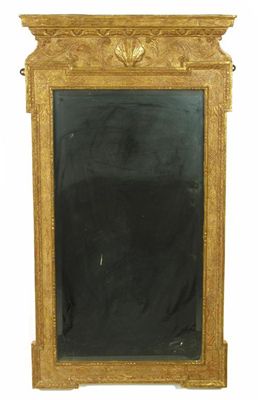 Appraisal: A giltwood and gesso wall mirror in George I style