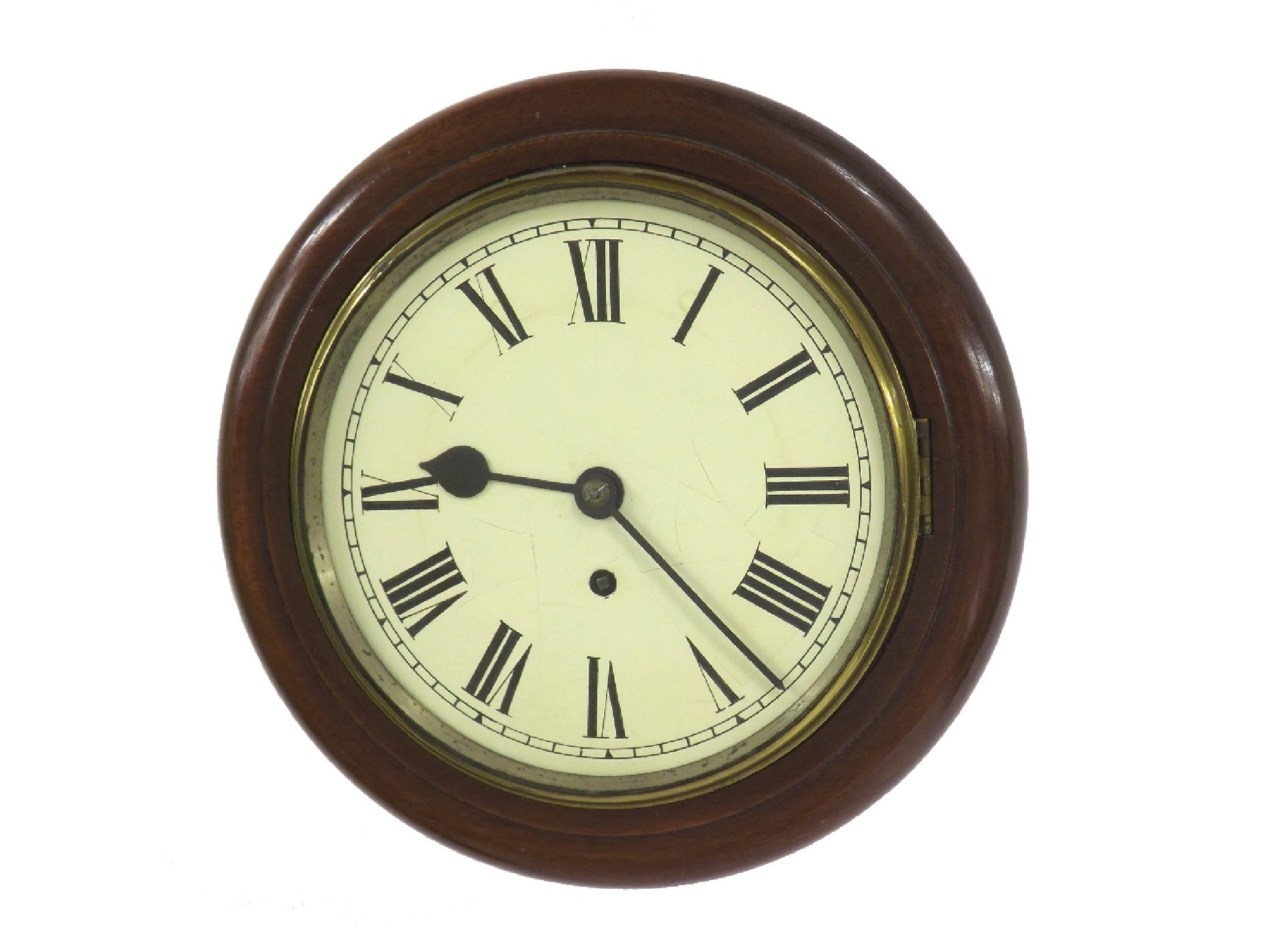 Appraisal: Mahogany single fusee wall dial clock within a turned surround